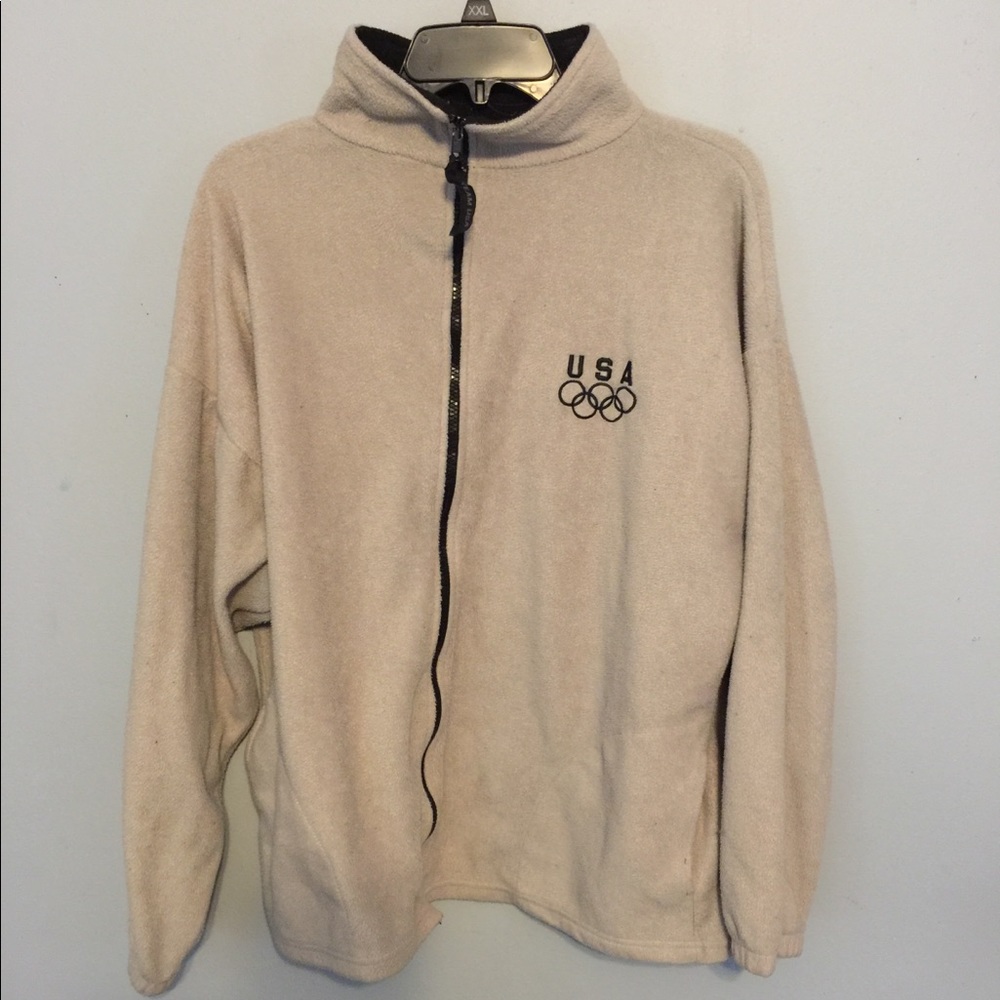Team USA Olympics Beige Zip-Up Jacket Size XL